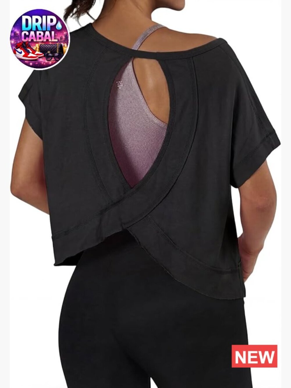 Open Back Workout Crop Top Backless Athletic Shirt